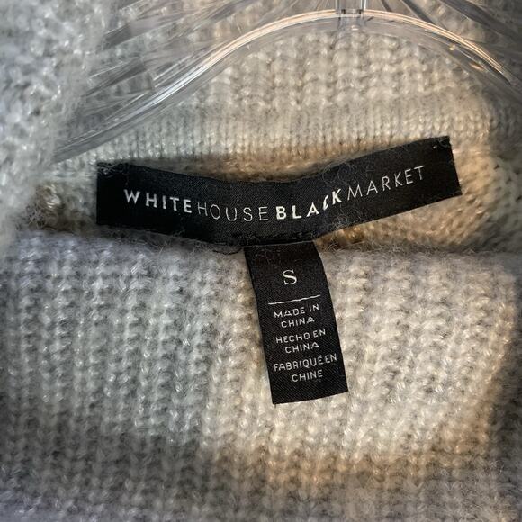 WHBM‎ Sweater Womens Small Poncho Cowl Neck Striped Asymmetrical Soft Cozy Gray - Picture 4 of 5